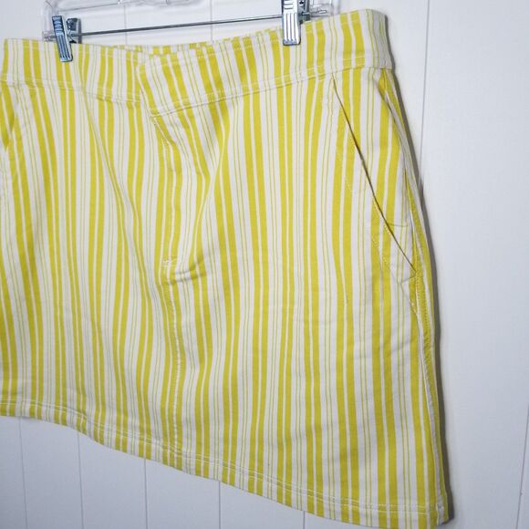 LOFT Skirt Women's Size 14 Striped Yellow White Pockets New - Picture 3 of 9